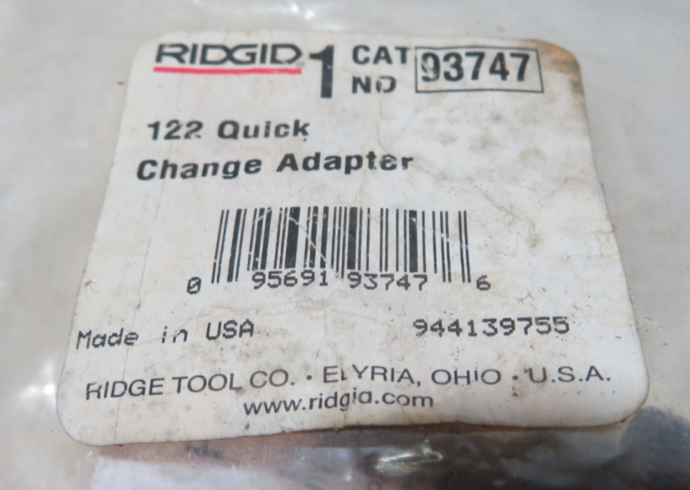 Ridgid 122 QUICK Change Adapter 93747, quick Release 1/4"