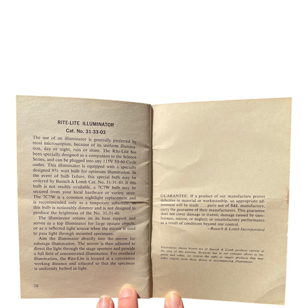 Bausch & Lomb Scholastic Microscopes Reference Manual ESM SSM STZ RITE-LITE ILLU