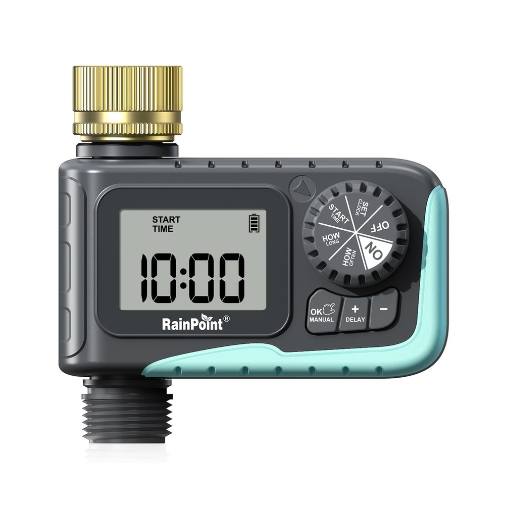 RAINPOINT Sprinkler Timer with Brass Swivel, Programmable Water Timer for Gar...