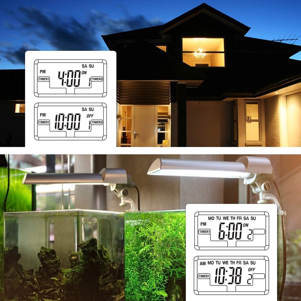 BN-LINK 7 Day Heavy Duty Digital independent Programmable Timer Dual two Outlet