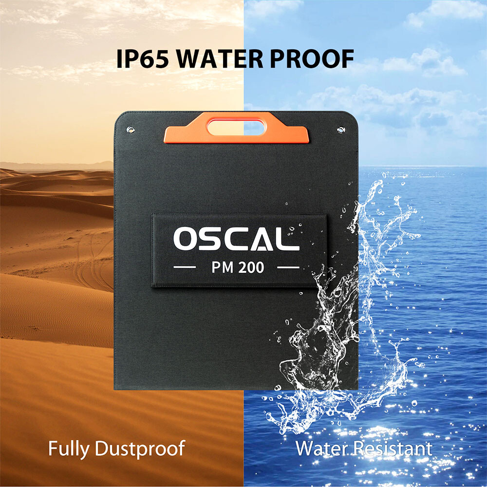 Oscal 200W Foldable Solar Panel ETFE Material ≥22% Solar Conversion Efficiency
