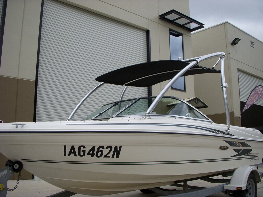 Universal Wakeboard Tower Mounted Flat Cargo Bimini Top Cover - Canvas Frame
