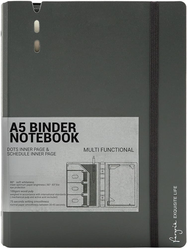 A7 Binder 6 Ring Notebook with Dividers Refillable Planner Binder
