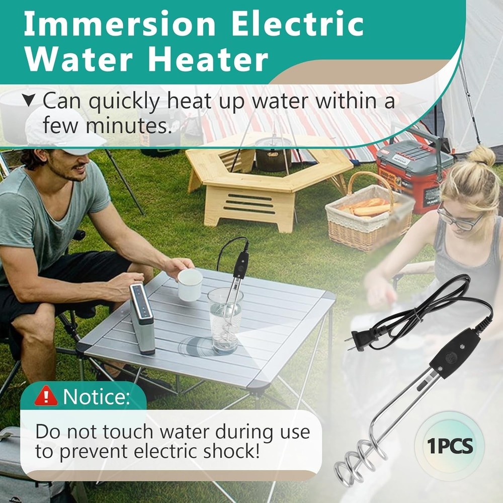 1000W-110V Immersion Water Heater - 10in Immersion Electric Water Heater - Porta
