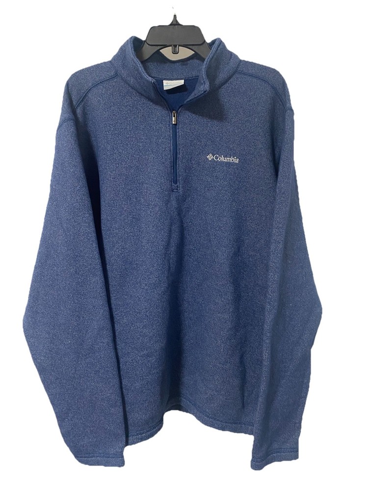 COLUMBIA  1/4 Zip Pullover Fleece Lined Pullover Blue Sz XXL Mens