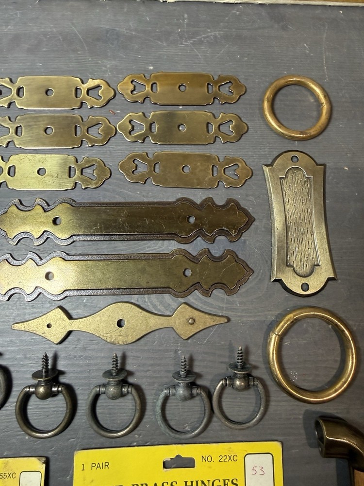 Brass Cabinet Hardware Lot Pulls Back Plates Hinges