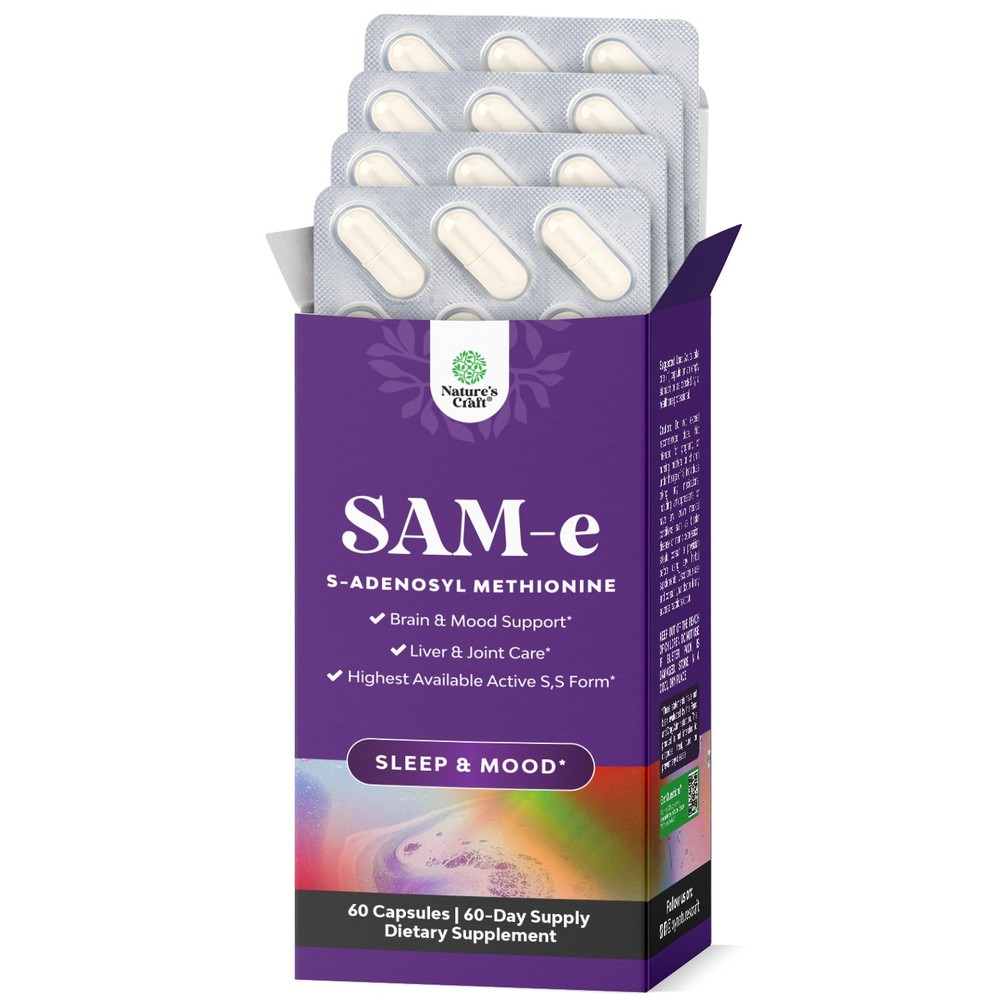 Sam-E 200mg Mood Support Supplement - Natural Relaxing Mood Boost Brain 60ct