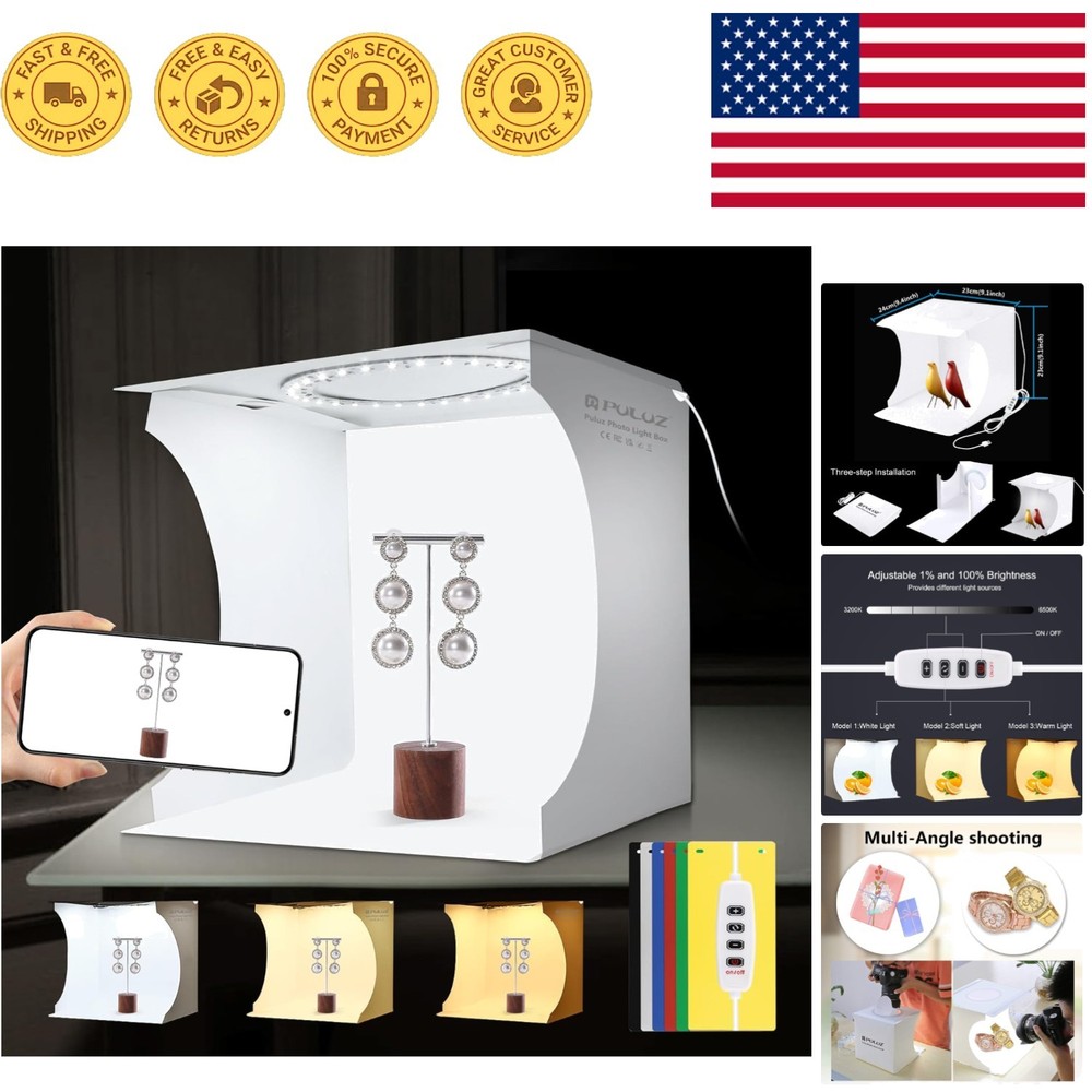 9 Inch Portable Light Box Studio with 72 Adjustable LED Lights for Capture