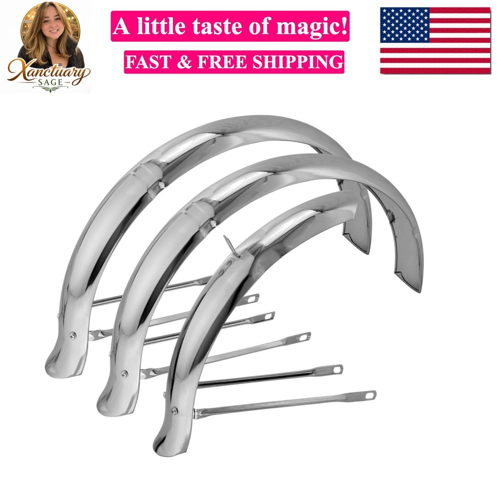 Flared Adjustable Trike Conversion Kit Fender Set Chrome, Various Sizes 20"