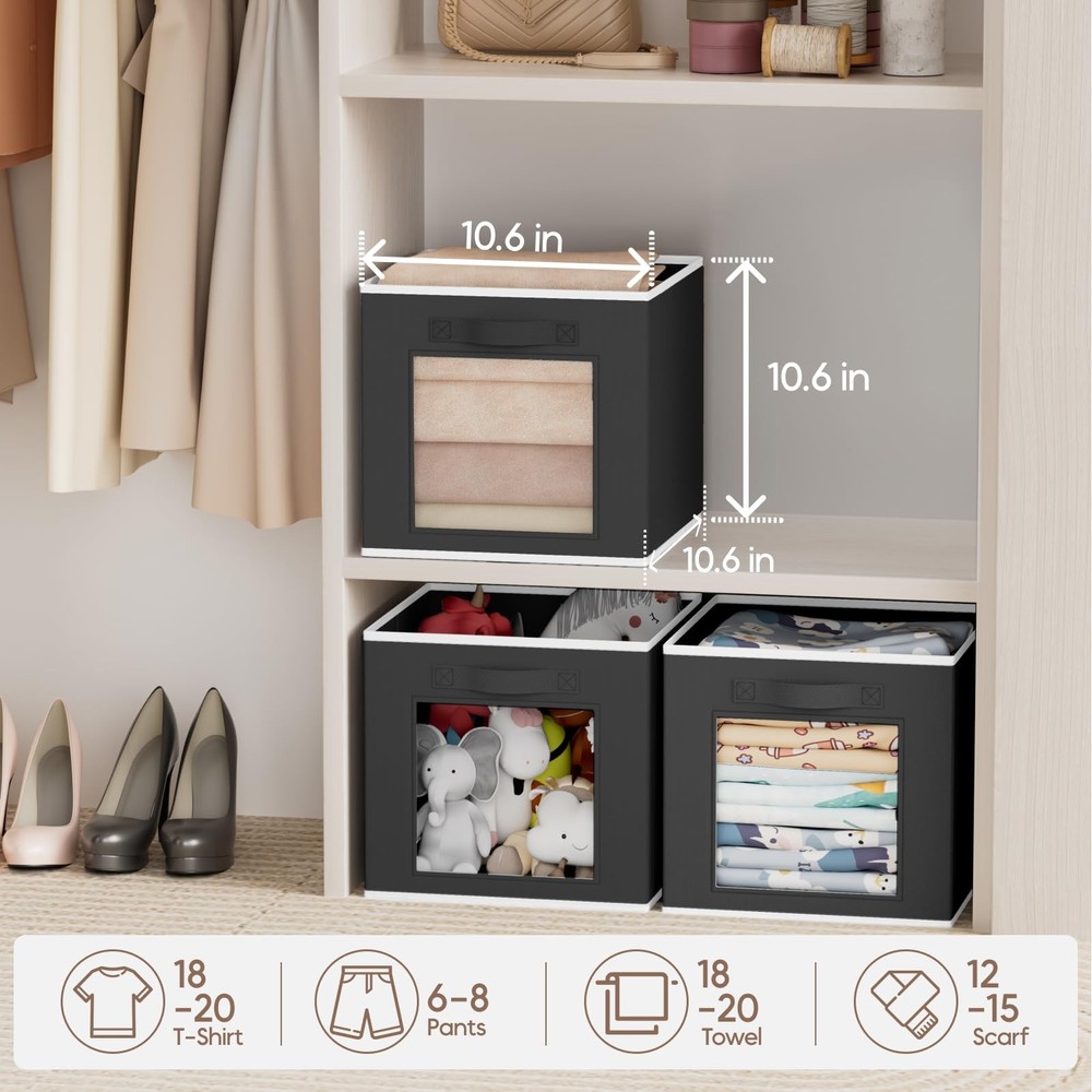 Cube Storage Bins - Fabric Shelves for Closet Organization, Foldable Storage ...
