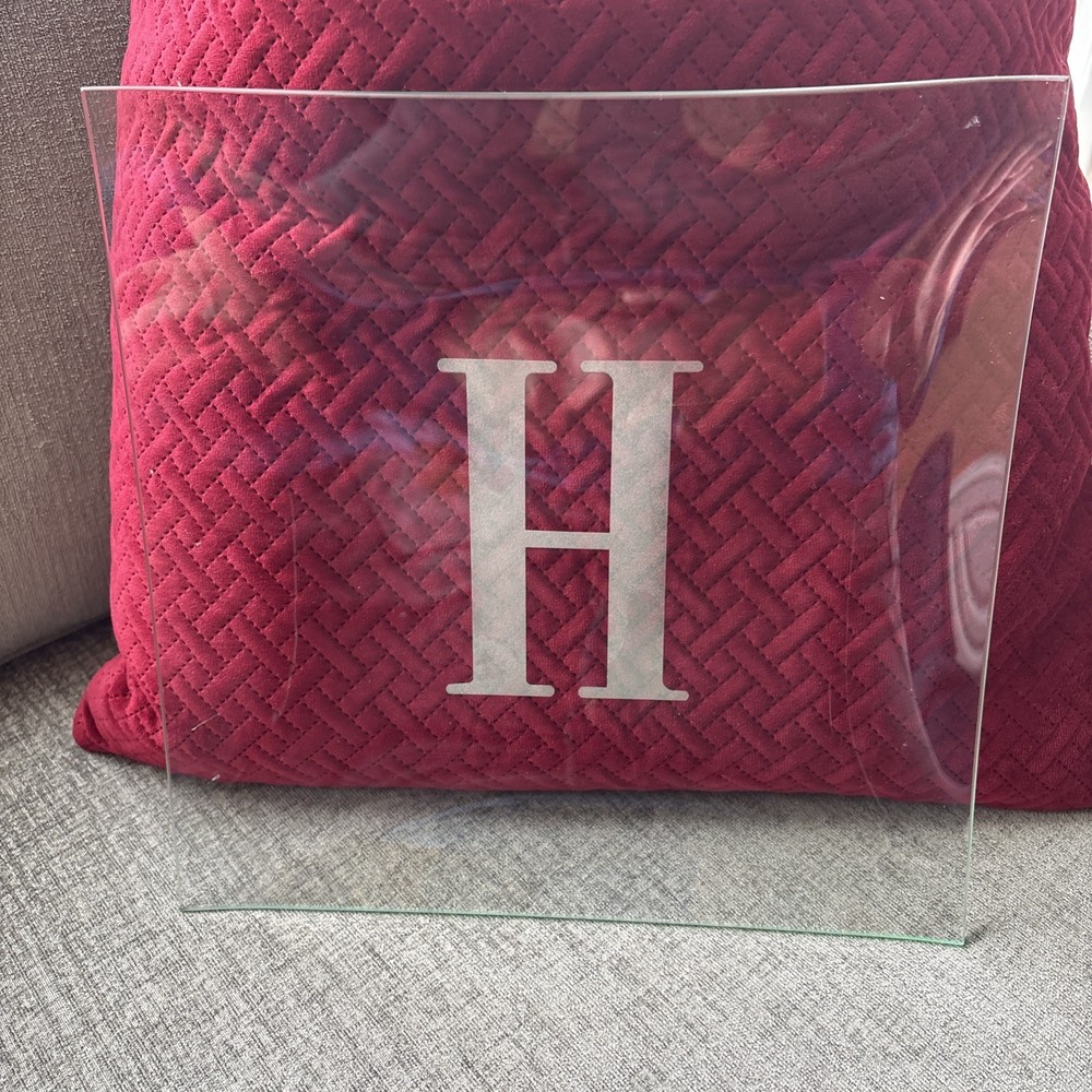 Monogrammed H Glass Platter 12x12