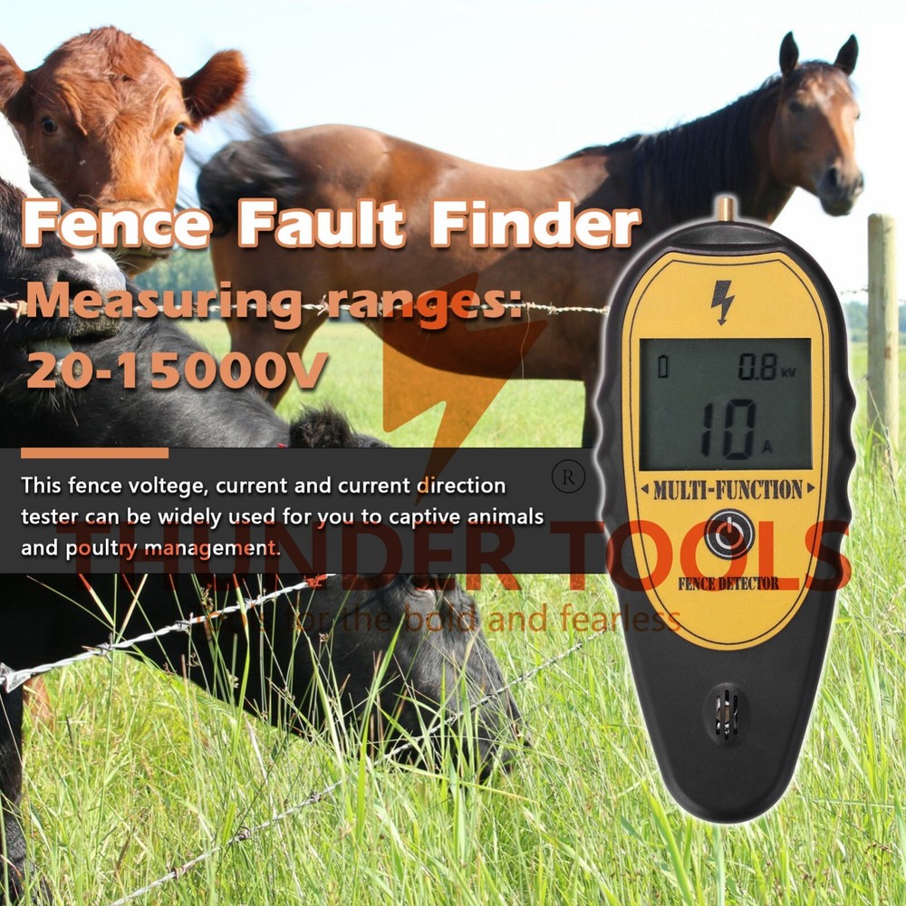 Thunder Tools 200-15000V Ranch Fence Digital Display Voltege Current