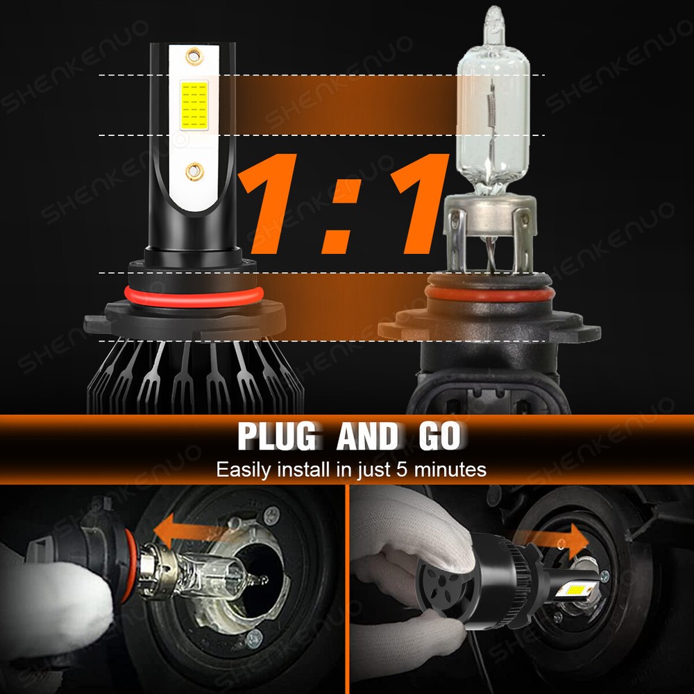 For Jeep Cherokee 2014-2015 LED Headlight & Fog Light Bulbs Combo Clear White