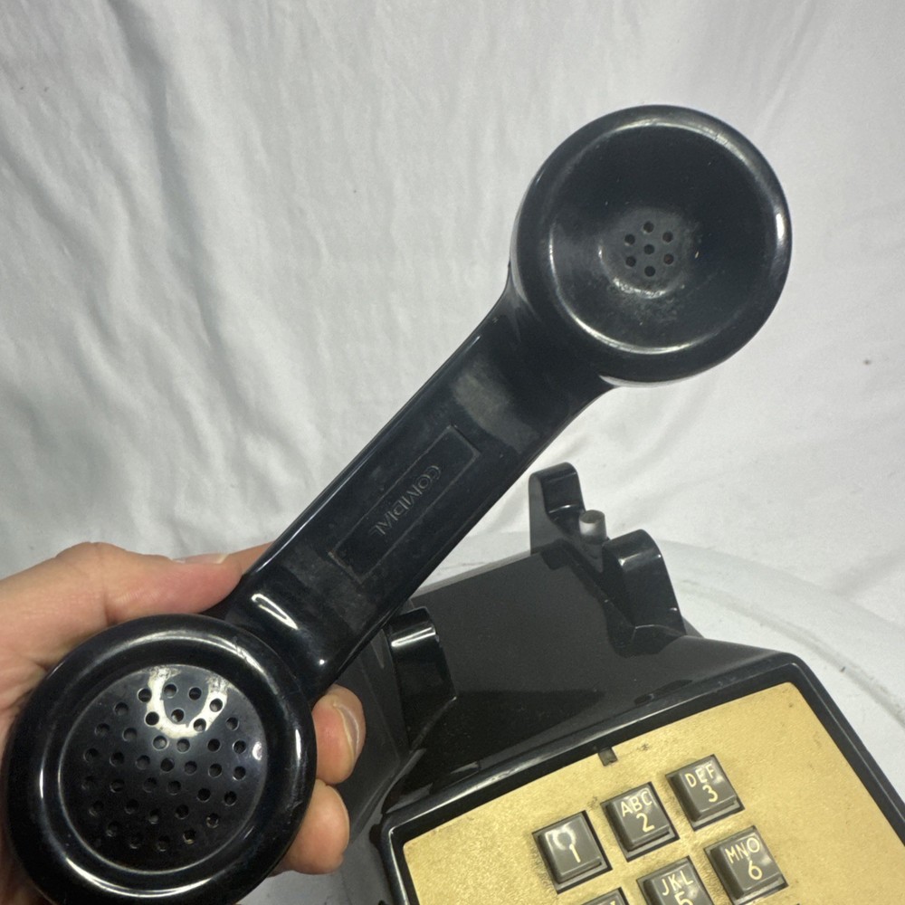 Vintage Black Comdial Push Button Desktop Telephone - Black