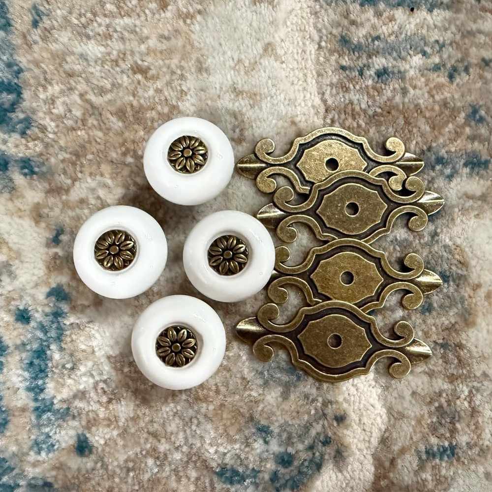 Retro Ceramic Cabinet Knobs, [4 Pack] Vintage Antique Drawer Knobs with Backp...