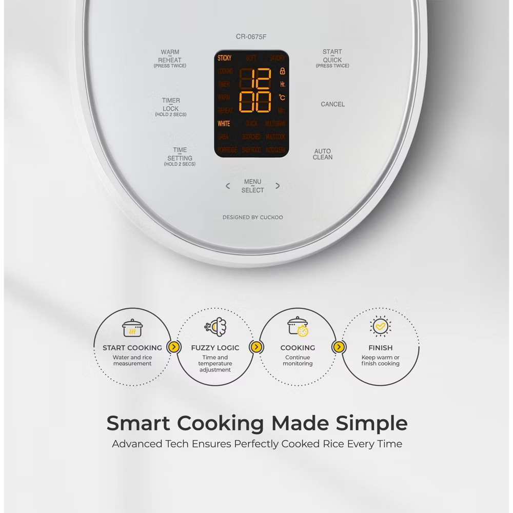 Cuckoo 6-Cup Micom Rice Cooker and Warmer White: 13 Settings, Automatic Keep