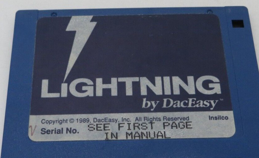 LIGHTNING by DacEasy 3.5" Floppy Disk 1989 computer disc