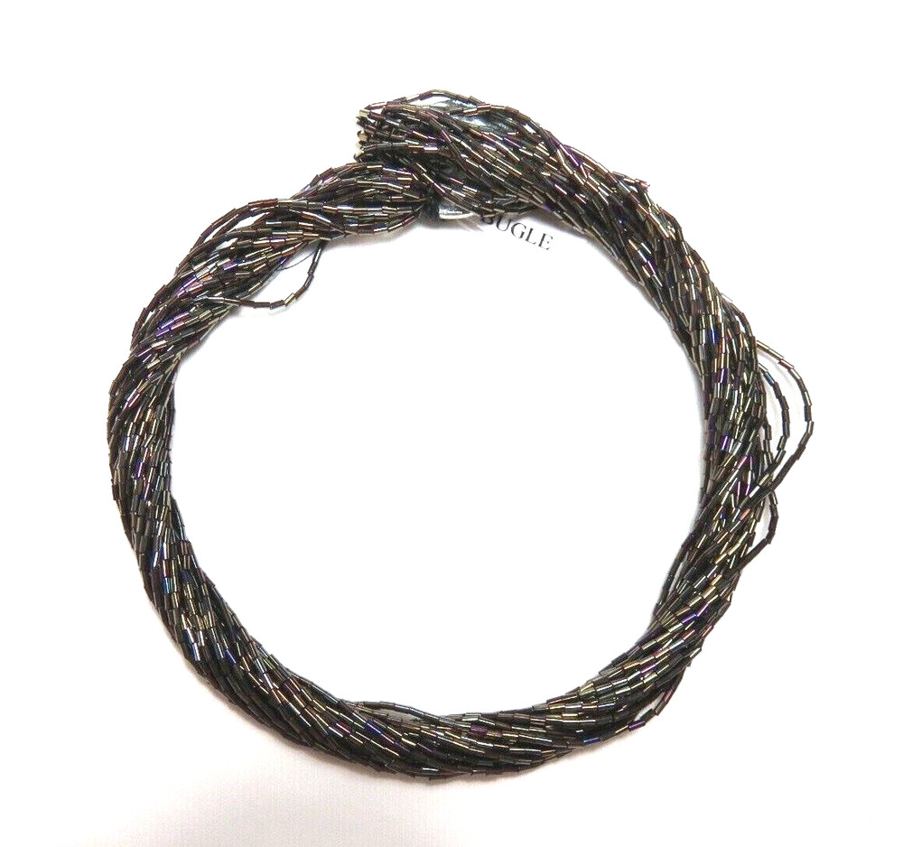 1 FULL HANK ~ BROWN IRIS ~ MICRO MINI BUGLE GLASS BEADS ~ 12 Strands