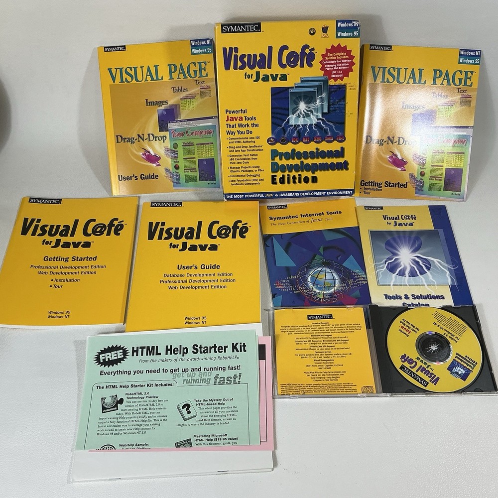 Visual Cafe 2.5 Professional Development + Manual PC CD create Java Windows 95