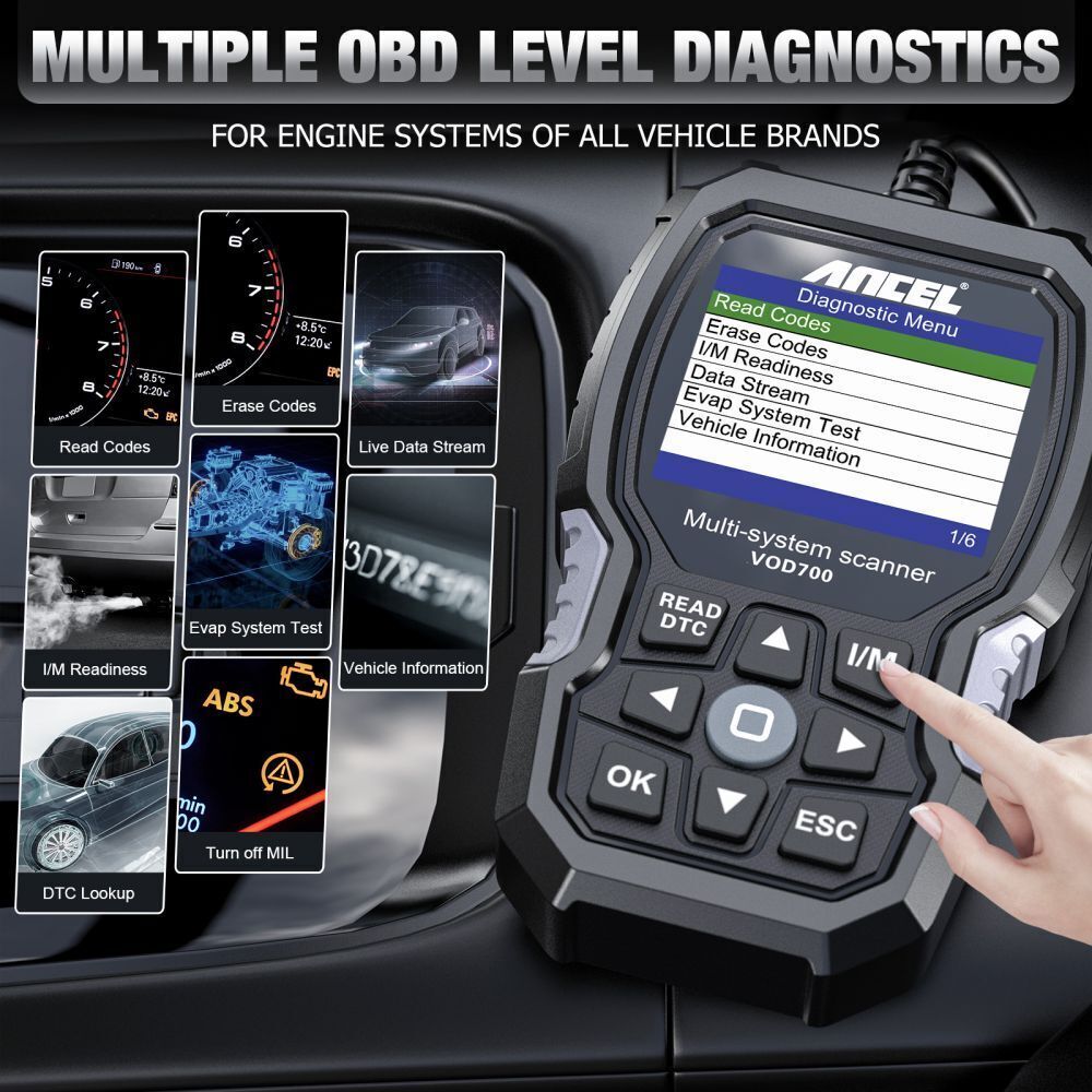 ANCEL VOD700 Auto OBD2 Full System Diagnostic Code Scanner For VOLVO BMS ABS SRS