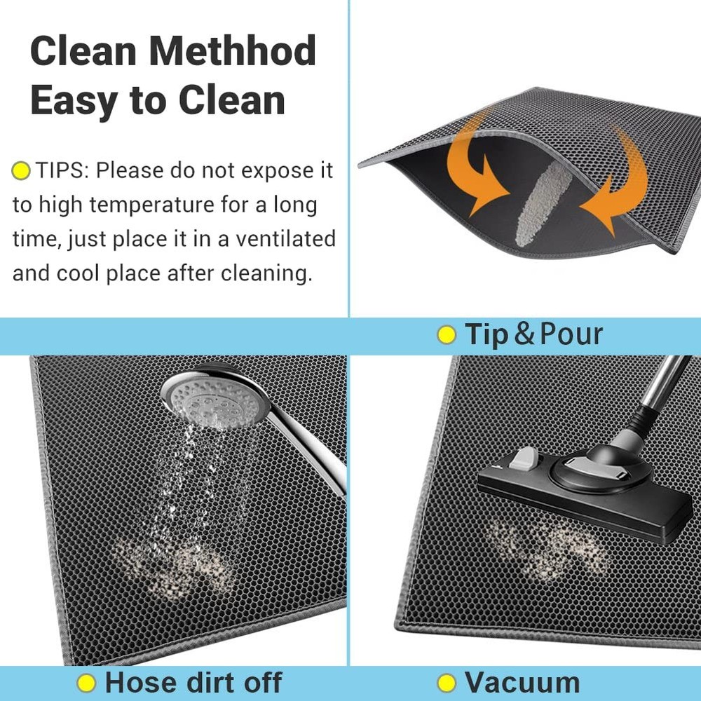 Cat Litter Mat Double Layer Waterproof Urine Proof Trapping Mat 1 Pack Gray, ...