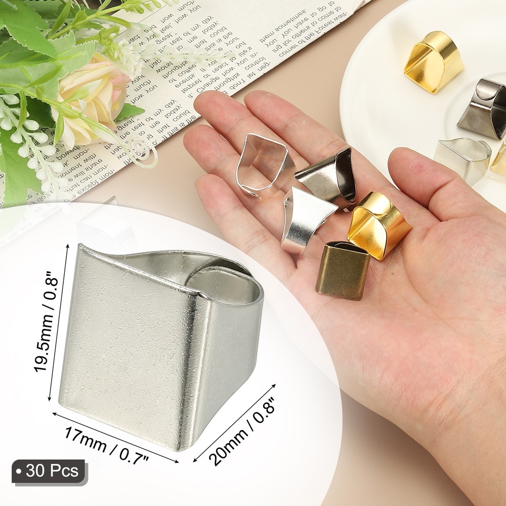 Brass Ring Blanks, 17x19.5mm 30 Pcs Adjustable Rectangle Flat Pad, White