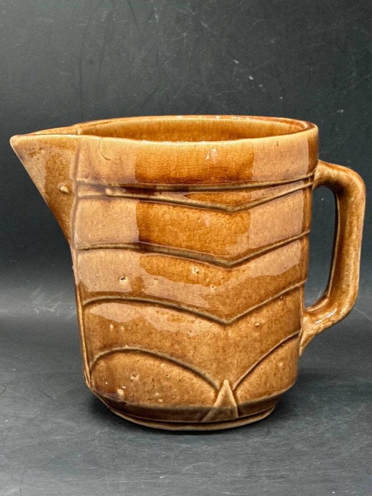 Mid Century, brown pottery, small , brown pitcher, 5"