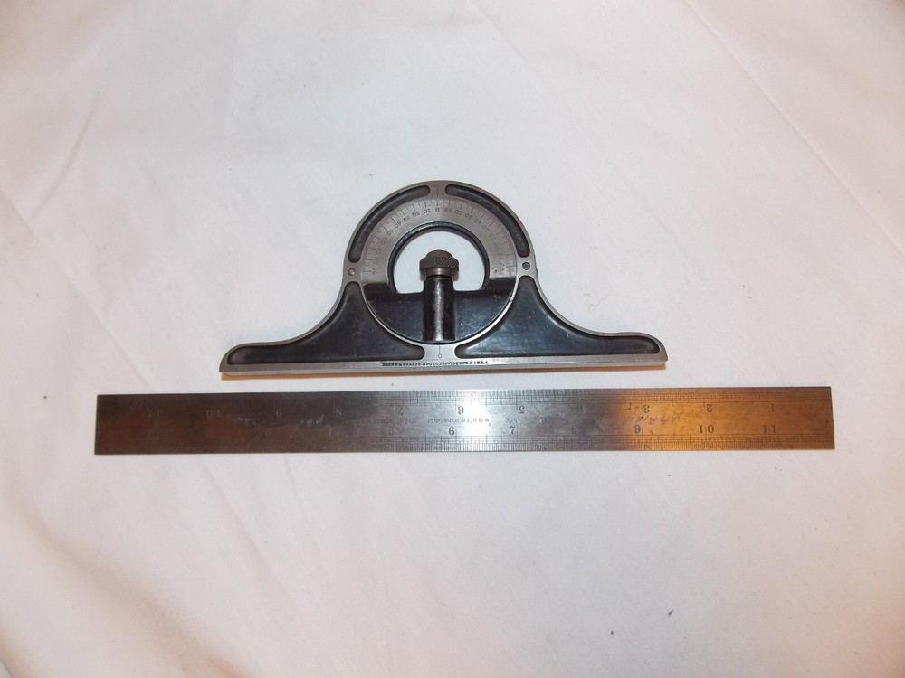 BROWN AND SHARPE MFG CO. 12" RULER PROTRACTOR