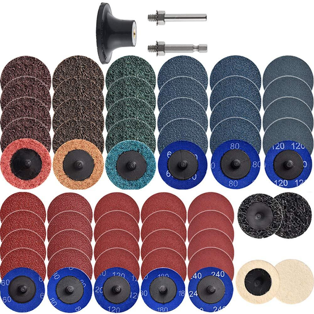 60 Pcs Sanding Discs Set, 2 Inch Quick Change Sanding Discs with 1/4" Holders