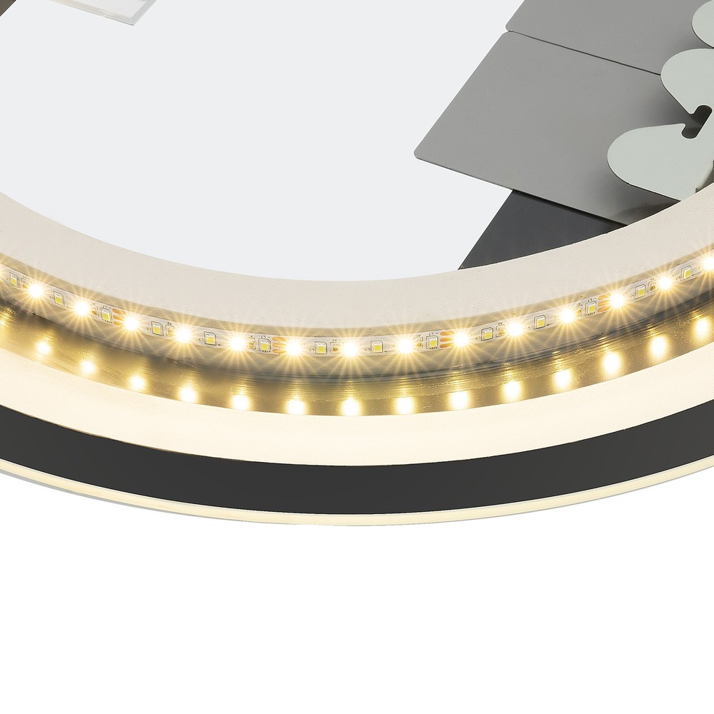 20in Round Lighted Mirror Adjustable LED Bath Vanity Wall-Mounted Touch Anti-Fog