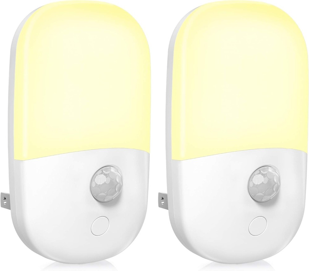 Plug in Motion Sensor Dimmable Night Light, Soft Warm White LED Nightlight with