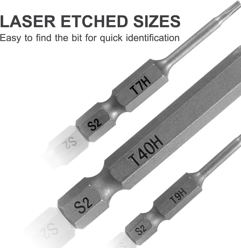 12x Tamper Proof Star Impact Driver Bit Set Security Screwdriver Bits Hex Shank