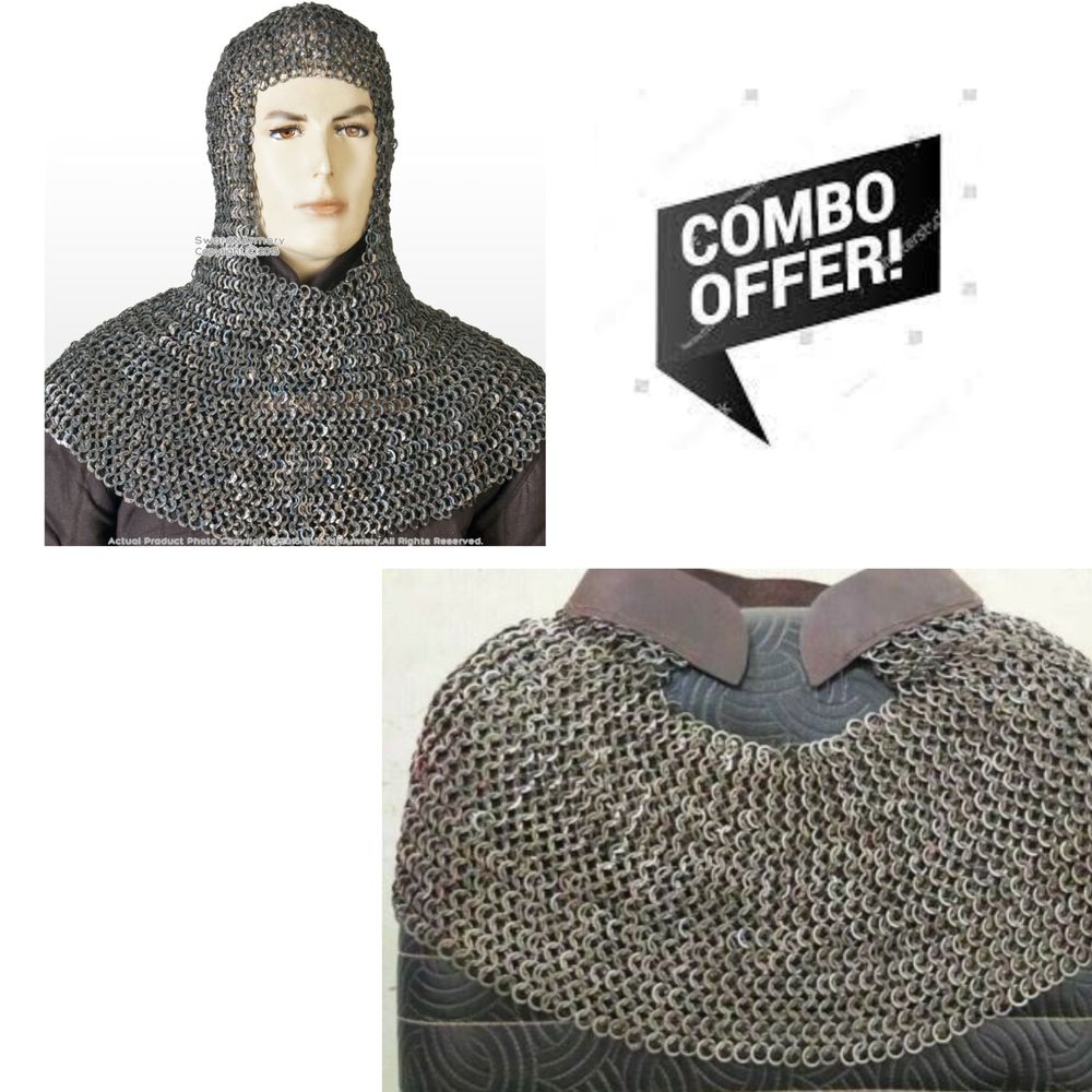 CHAIN MAIL COLLAR 9 MM 18G FLAT RING ALT SOLID RING DOME RIVETED