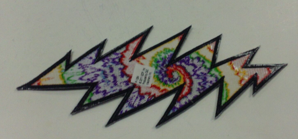 GRATEFUL DEAD TYE DYE LIGHTING BOLT EMBROIDERED PATCH 10" X 5"