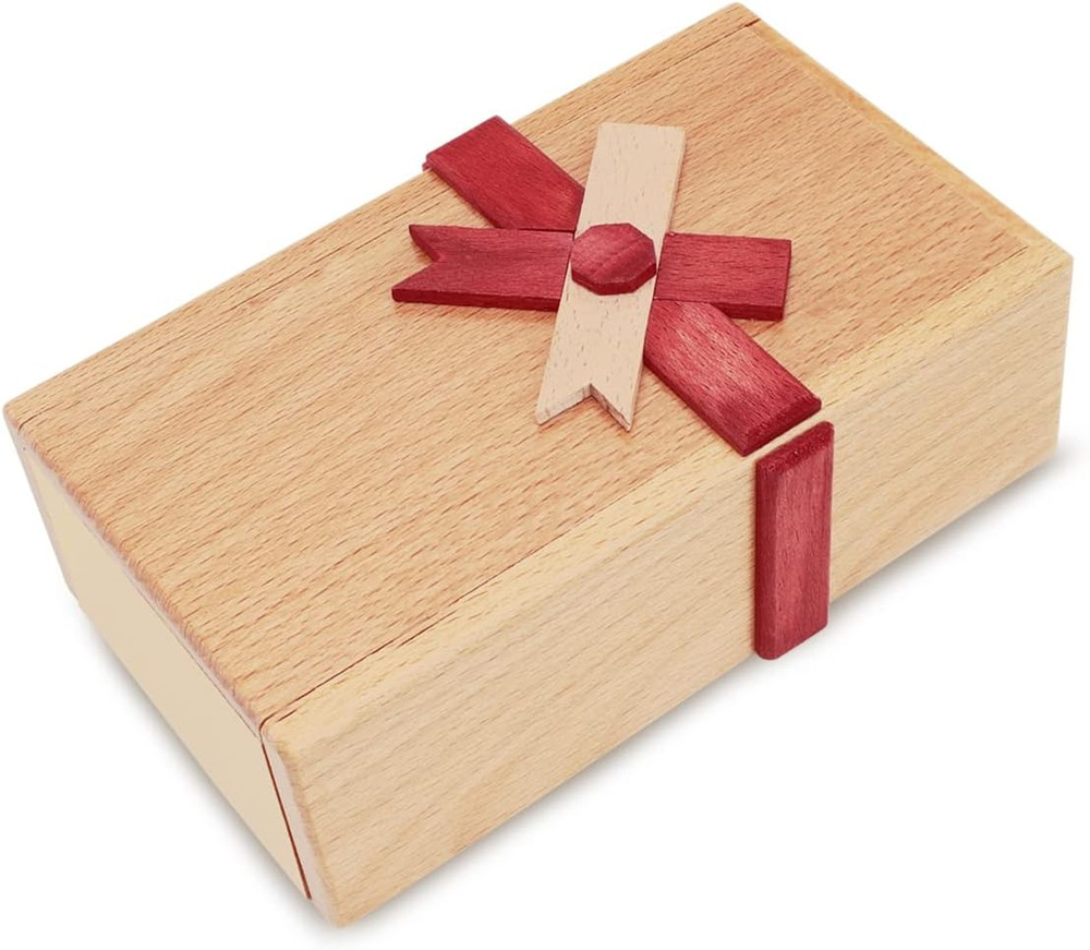 Puzzle Box with Hidden Compartment, Challenging Wooden Magic Trick Lock Boxes fo