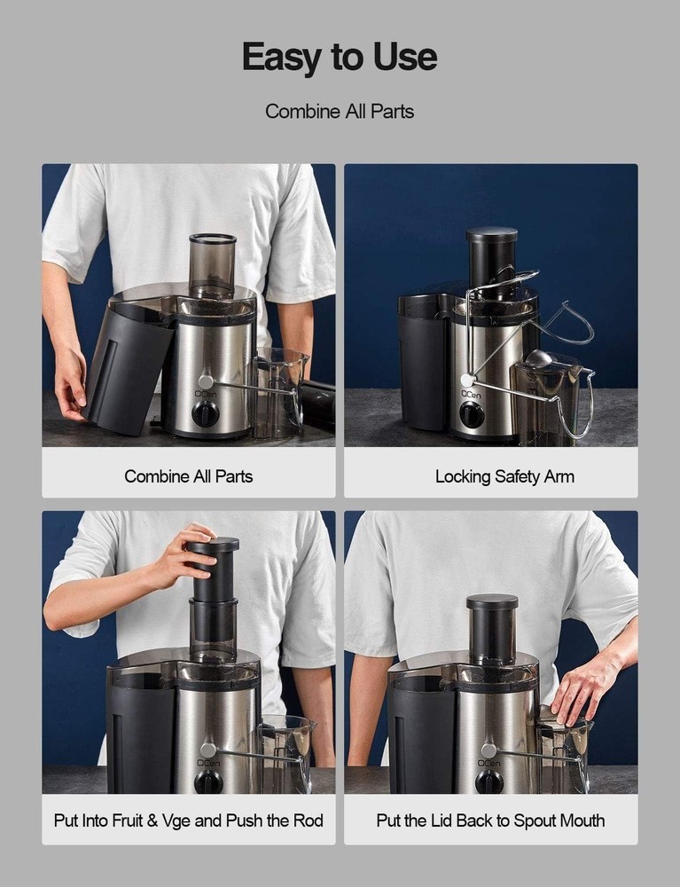 Efficient 500W Juicer Extractor - Dual Speed Control & Easy Clean Design