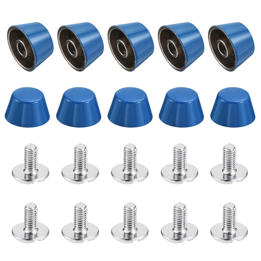 12x7mm Rivet Studs Screw Back Flat Hollow Feet Stud Spike Blue 10pcs