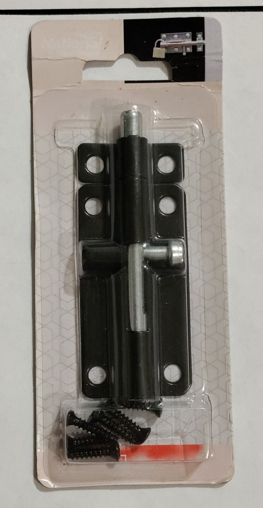 National Hardware Black Barrel Bolt Slide Latch Security Lock N151-621