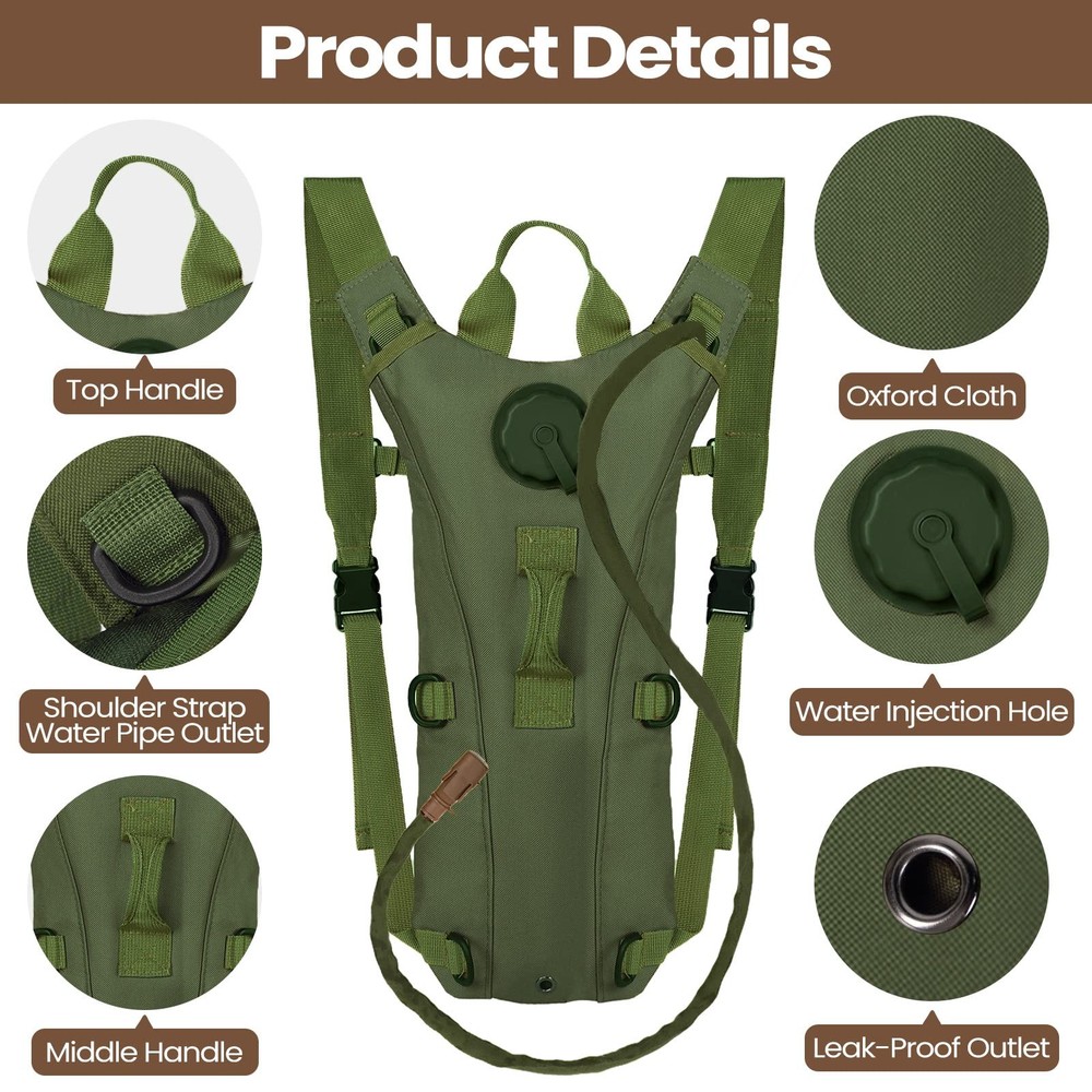 Cunno 3 Pcs Water Backpack Tactical Hydration Pack with 3 Liter Hydration Water