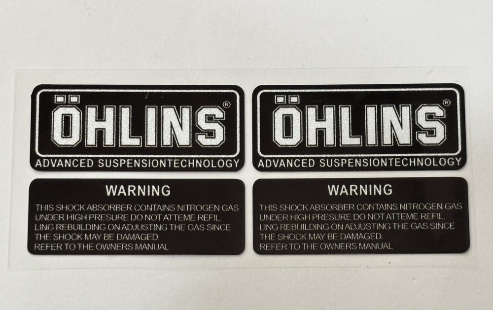 OHLINS REFLECTIVE SUSPENSION DECAL STICKERS SHOCK BLACK