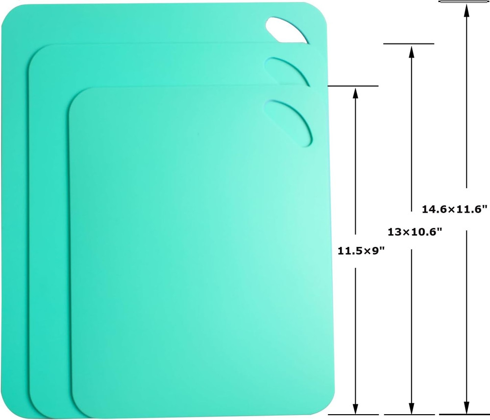 Plastic Flexible Cutting Mats for Kitchen 3Pcs Color Coded Chopping Board Set