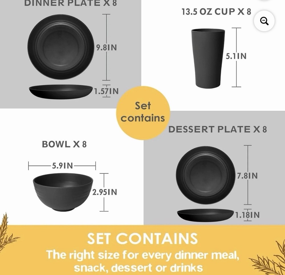 TINANA Wheat Straw Dinnerware Set