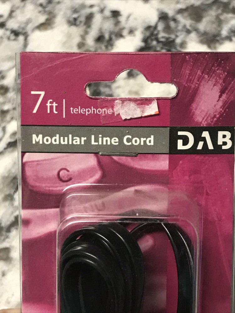 7 ft Modular Telephone Cord Black