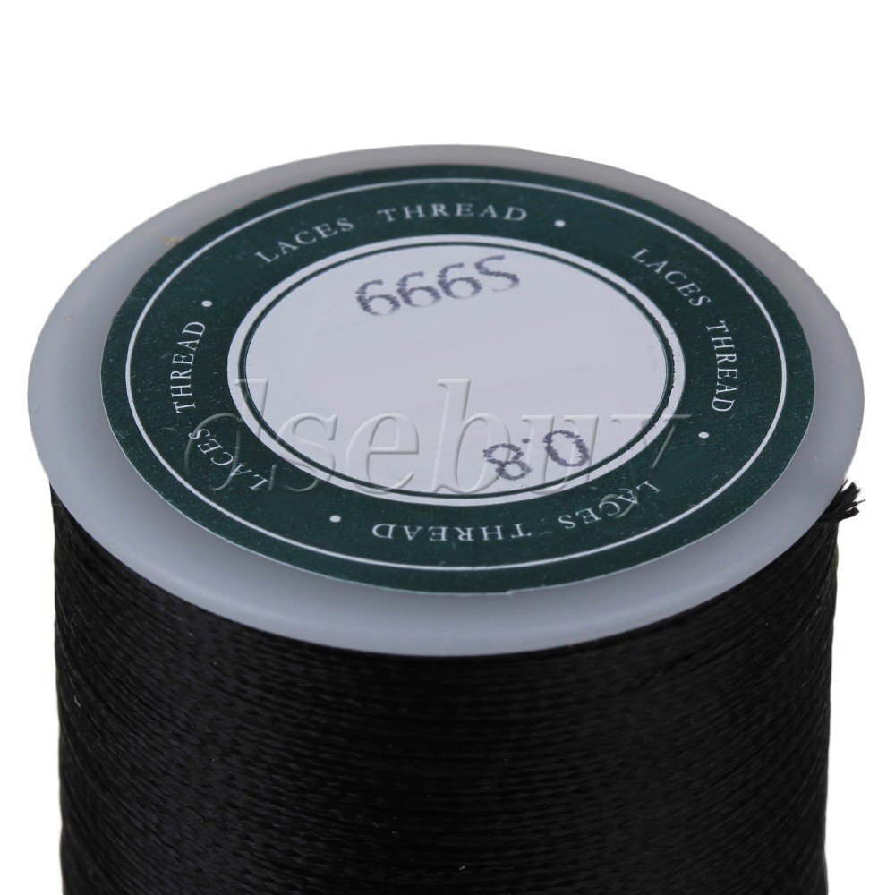 5 Pieces 78M 0.8MM Black Flat Waxed Polyester Thread Polyester Cord