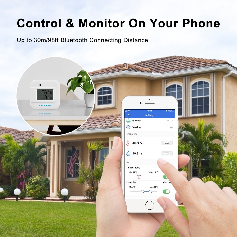 Bluetooth Humidity Sensor Temperature Thermometer Data Logger Display Screen CF