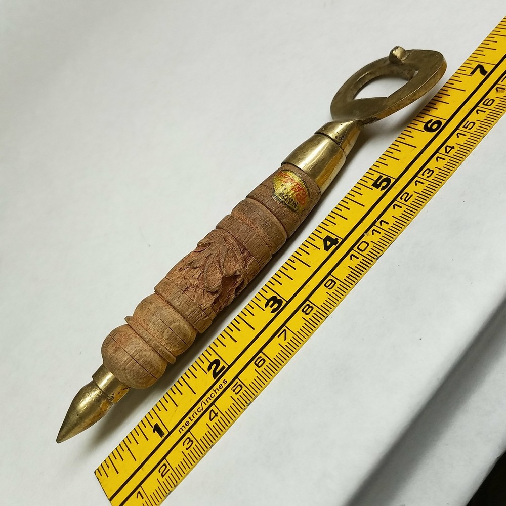 Hand Carved Wood Handle Bottle Opener
