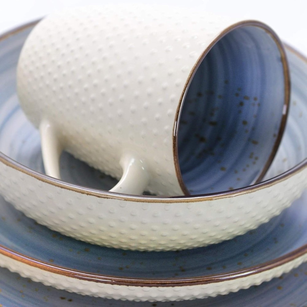 Elama Mellow 4-Piece Dinnerware Set in Powder Blue