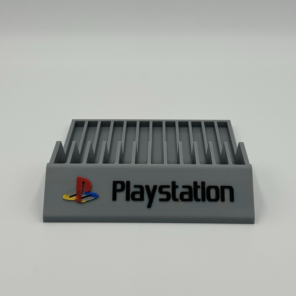 PS1 Style Game Storage Rack Display Stand Gray 3D Printed Holder
