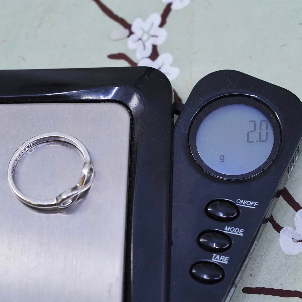 Size 7, Sterling silver handmade ring, stackable 925 infinity band “daughter”