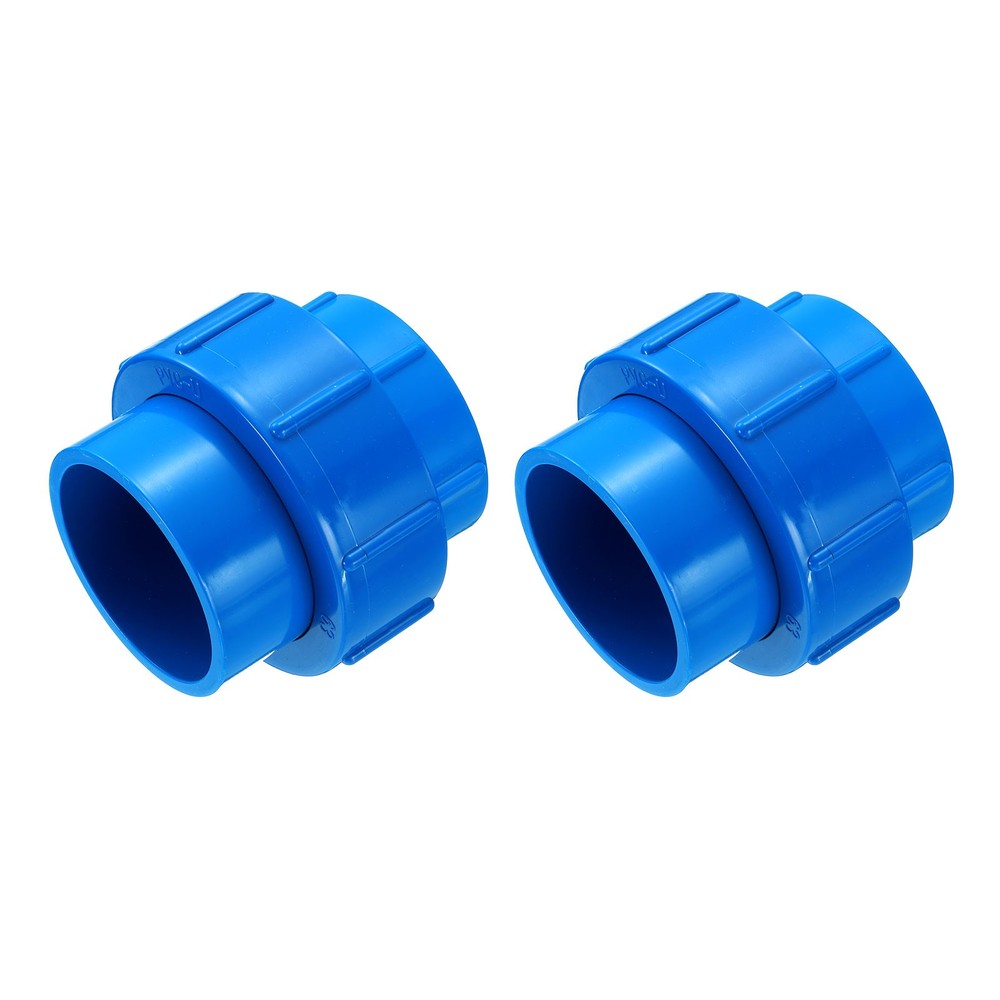 2 Pcs 2" Union PVC Coupling Pipe Fitting Adapter, Blue
